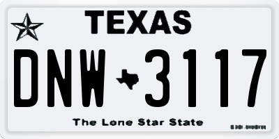 TX license plate DNW3117