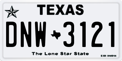 TX license plate DNW3121