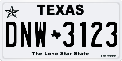 TX license plate DNW3123