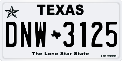 TX license plate DNW3125