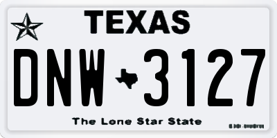 TX license plate DNW3127