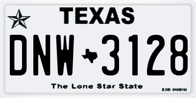 TX license plate DNW3128