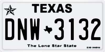 TX license plate DNW3132