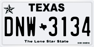 TX license plate DNW3134