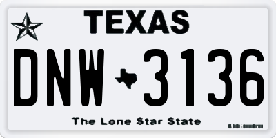 TX license plate DNW3136