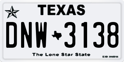 TX license plate DNW3138