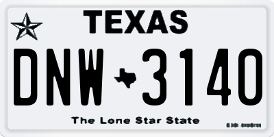 TX license plate DNW3140