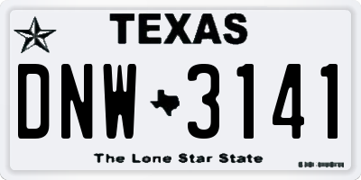 TX license plate DNW3141