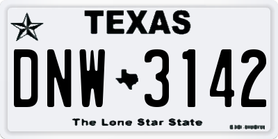 TX license plate DNW3142