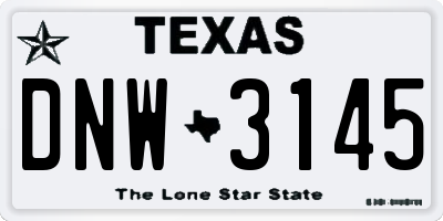TX license plate DNW3145
