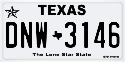 TX license plate DNW3146