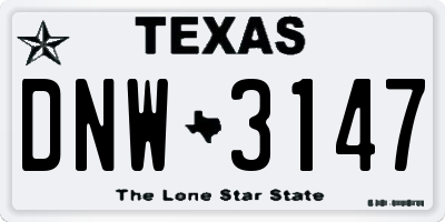 TX license plate DNW3147