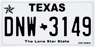 TX license plate DNW3149
