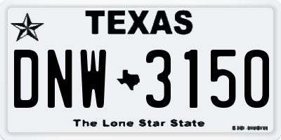 TX license plate DNW3150
