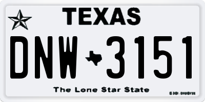 TX license plate DNW3151