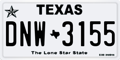 TX license plate DNW3155
