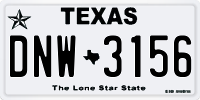TX license plate DNW3156