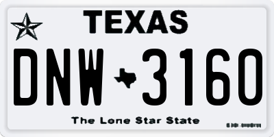 TX license plate DNW3160