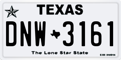 TX license plate DNW3161