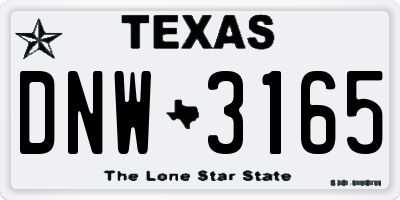 TX license plate DNW3165