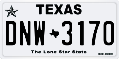 TX license plate DNW3170