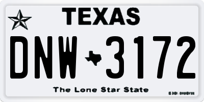 TX license plate DNW3172