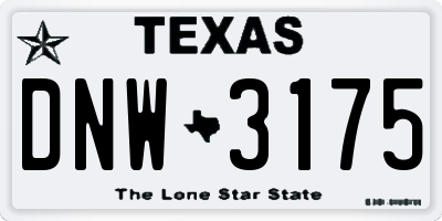 TX license plate DNW3175