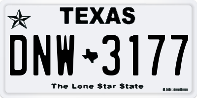 TX license plate DNW3177