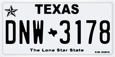 TX license plate DNW3178
