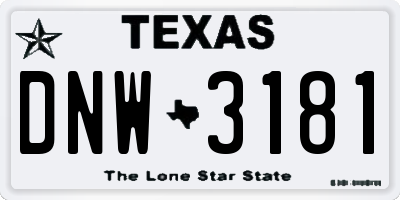 TX license plate DNW3181