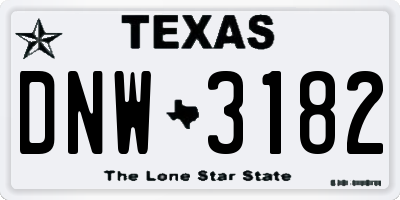 TX license plate DNW3182