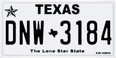 TX license plate DNW3184
