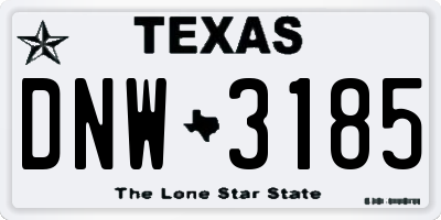 TX license plate DNW3185