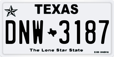 TX license plate DNW3187