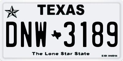 TX license plate DNW3189