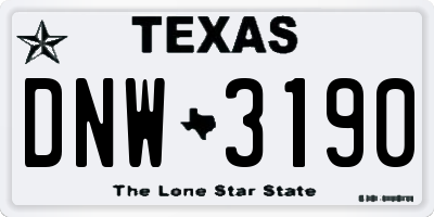 TX license plate DNW3190
