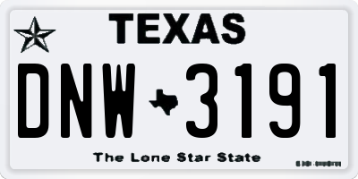 TX license plate DNW3191