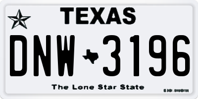 TX license plate DNW3196