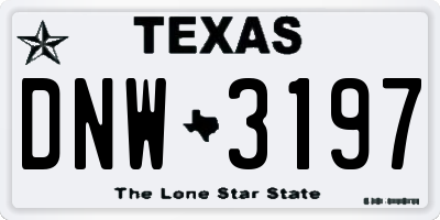 TX license plate DNW3197