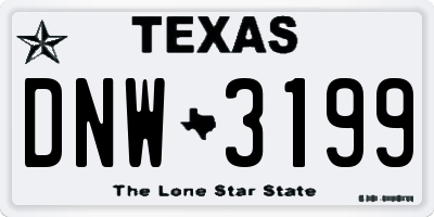 TX license plate DNW3199