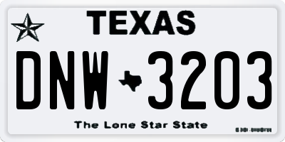 TX license plate DNW3203