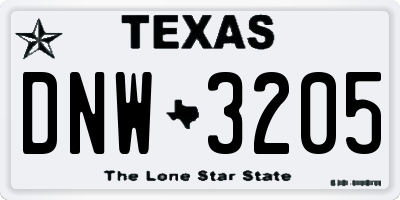 TX license plate DNW3205