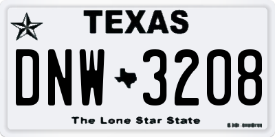 TX license plate DNW3208