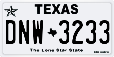 TX license plate DNW3233