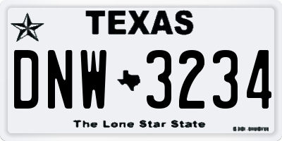 TX license plate DNW3234
