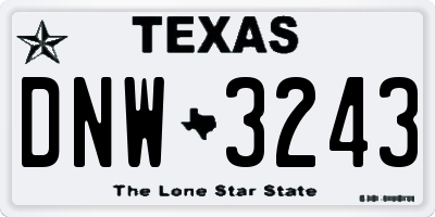 TX license plate DNW3243