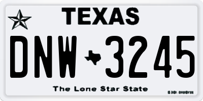 TX license plate DNW3245