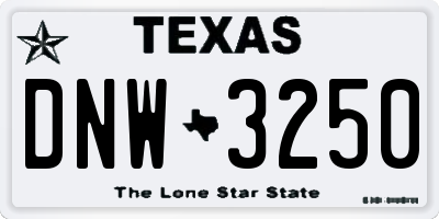 TX license plate DNW3250