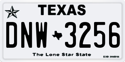 TX license plate DNW3256