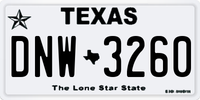 TX license plate DNW3260